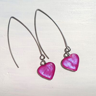 Corazones largos de alambre - violeta iridiscente, SKU1187