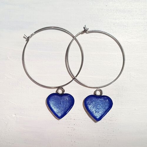 Round wire drop hearts - Cornflower pearl ,SKU1240