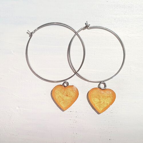 Round wire drop hearts - Gold ,SKU1241