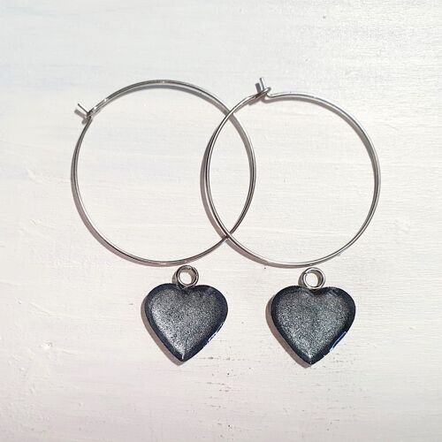 Round wire drop hearts - Silver ,SKU1242