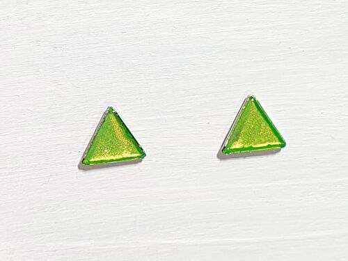 Vibrant iridescent green studs - Triangle ,SKU1270