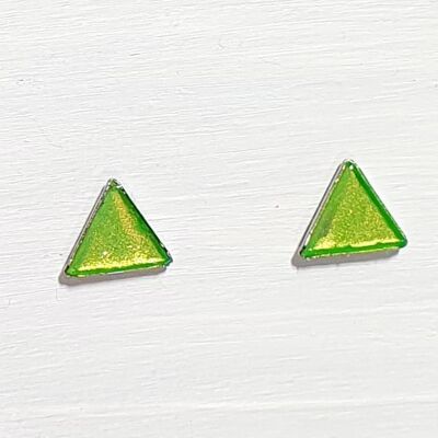 Vibrant iridescent green studs - Triangle ,SKU1270