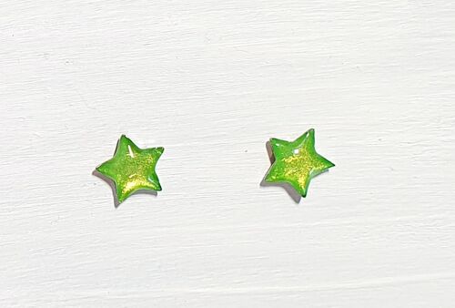 Vibrant iridescent green studs - Star ,SKU1271