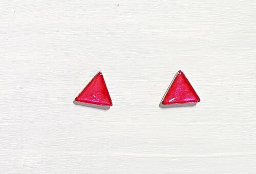 Vibrant iridescent pink studs - Triangle ,SKU1280