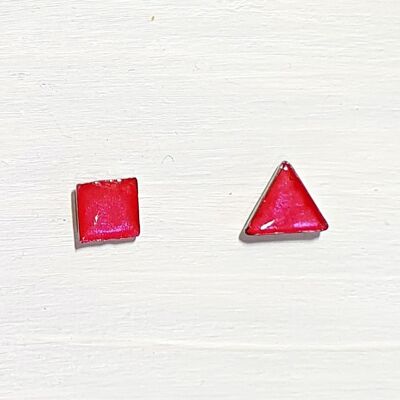 Brillanti borchie rosa iridescenti - Quadrato/triangolo, SKU1283