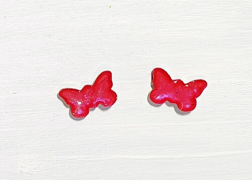 Vibrant iridescent pink studs - Butterflies ,SKU1285