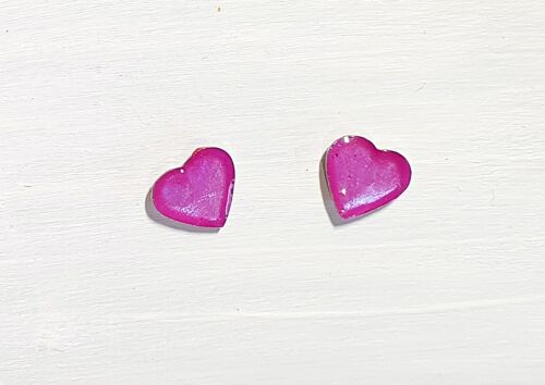 Vibrant iridescent violet studs - Heart ,SKU1288