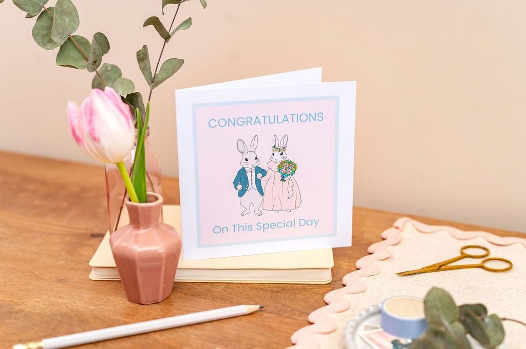 Congratulations On This Special Wedding Day Card Mr & Mrs Bunny Design