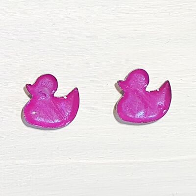 Vibrant iridescent violet studs - Ducks ,SKU1294