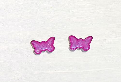 Vibrant iridescent violet studs - Butterflies ,SKU1295