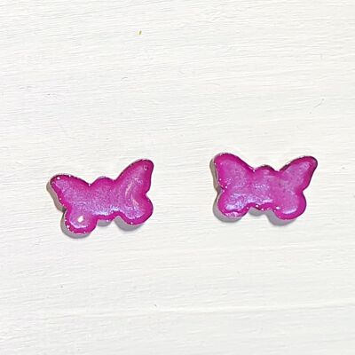 Vibrant iridescent violet studs - Butterflies ,SKU1295