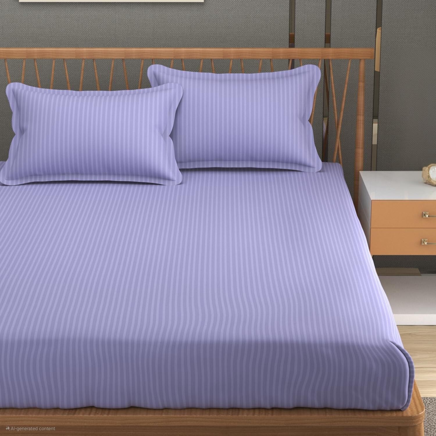 Kingsize-Bettwäscheset - Glace Baumwollsatinstreifen 220 TC - 3-teilig