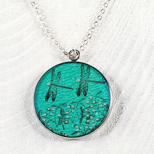 Mistletoe & Dragonflies pendant - Aqua ,SKU1366