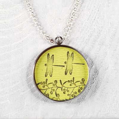 Pendentif Gui & Libellules - Citron Vert ,SKU1370