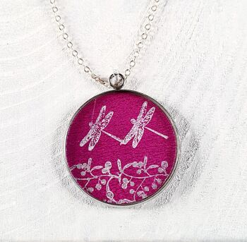 Pendentif Gui & Libellules - Magenta ,SKU1372