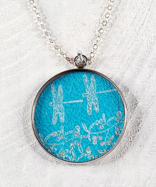 Mistletoe & Dragonflies pendant - Turquoise ,SKU1373