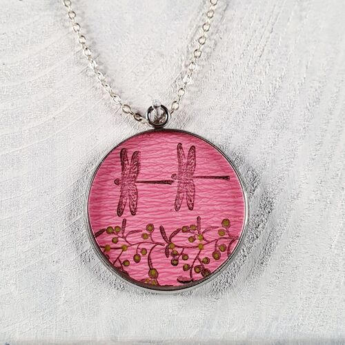 Mistletoe & Dragonflies pendant - Candyfloss pink ,SKU1376
