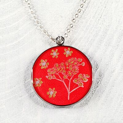 Collar con colgante de resina de jardín japonés - Rojo, SKU1389