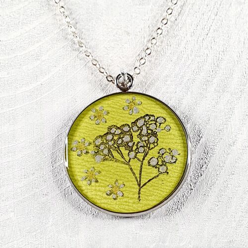 Japanese Garden  Resin pendant necklace - lime ,SKU1391