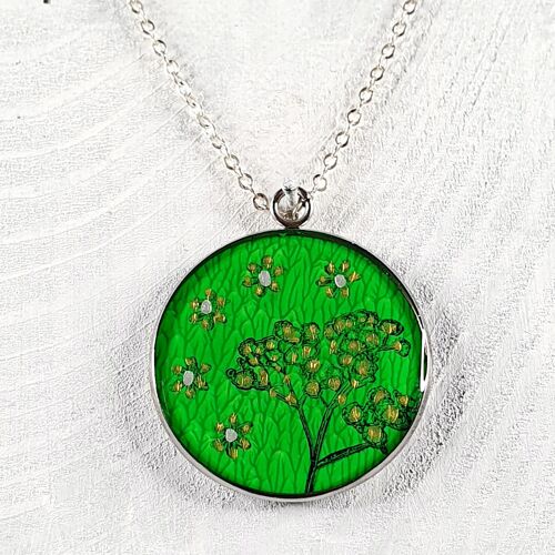 Japanese Garden  Resin pendant necklace - Green ,SKU1392