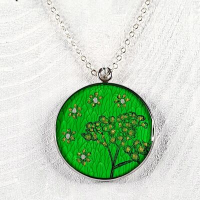 Collar con colgante de resina de jardín japonés - Verde, SKU1392