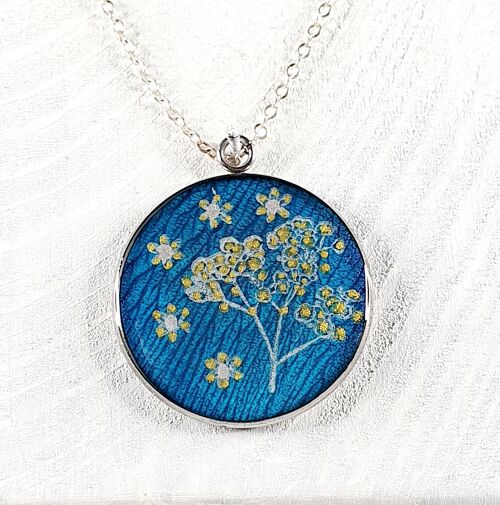 Japanese Garden  Resin pendant necklace - Petrol blue ,SKU1393