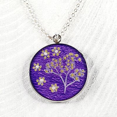Collar con colgante de resina de jardín japonés - violeta, SKU1397