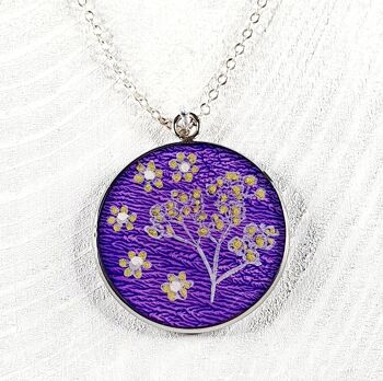 Collier pendentif en résine de jardin japonais - violet, SKU1397
