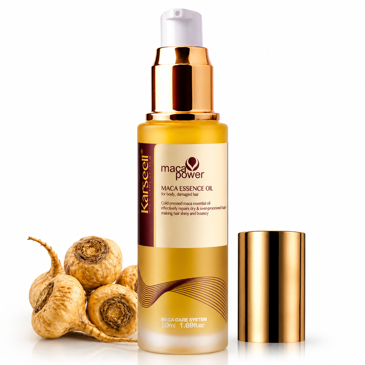 KARSEELL Professional Hair Serum Argan Oil Shea Butter Moisturizing Repairing Shine Anti-frizz for Dry, Damaged, Colored, Curly, Straightened, Nourishing Hair, Split End Treatment, Sulfate-Free 50ml