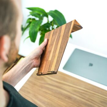 Support pour ordinateur portable en bois massif - noyer 7