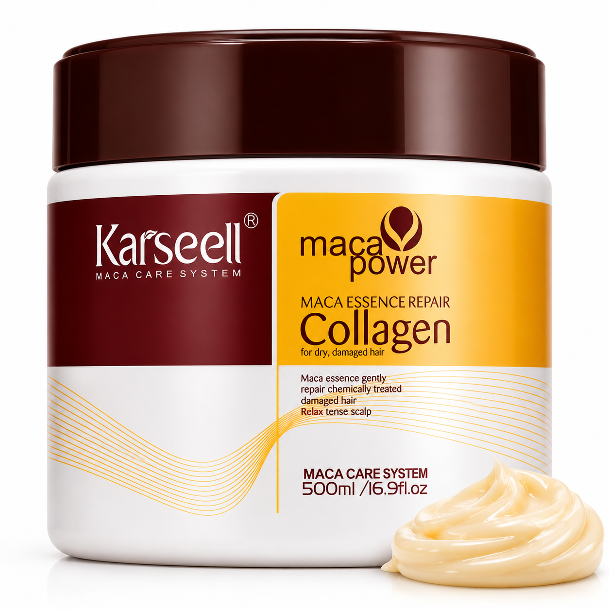 KARSEELL Collagen Hair Mask, Deep Hydration, Intense Nutrition, Provides Softness and Shine, for Dry and Damaged Hair 500ml.