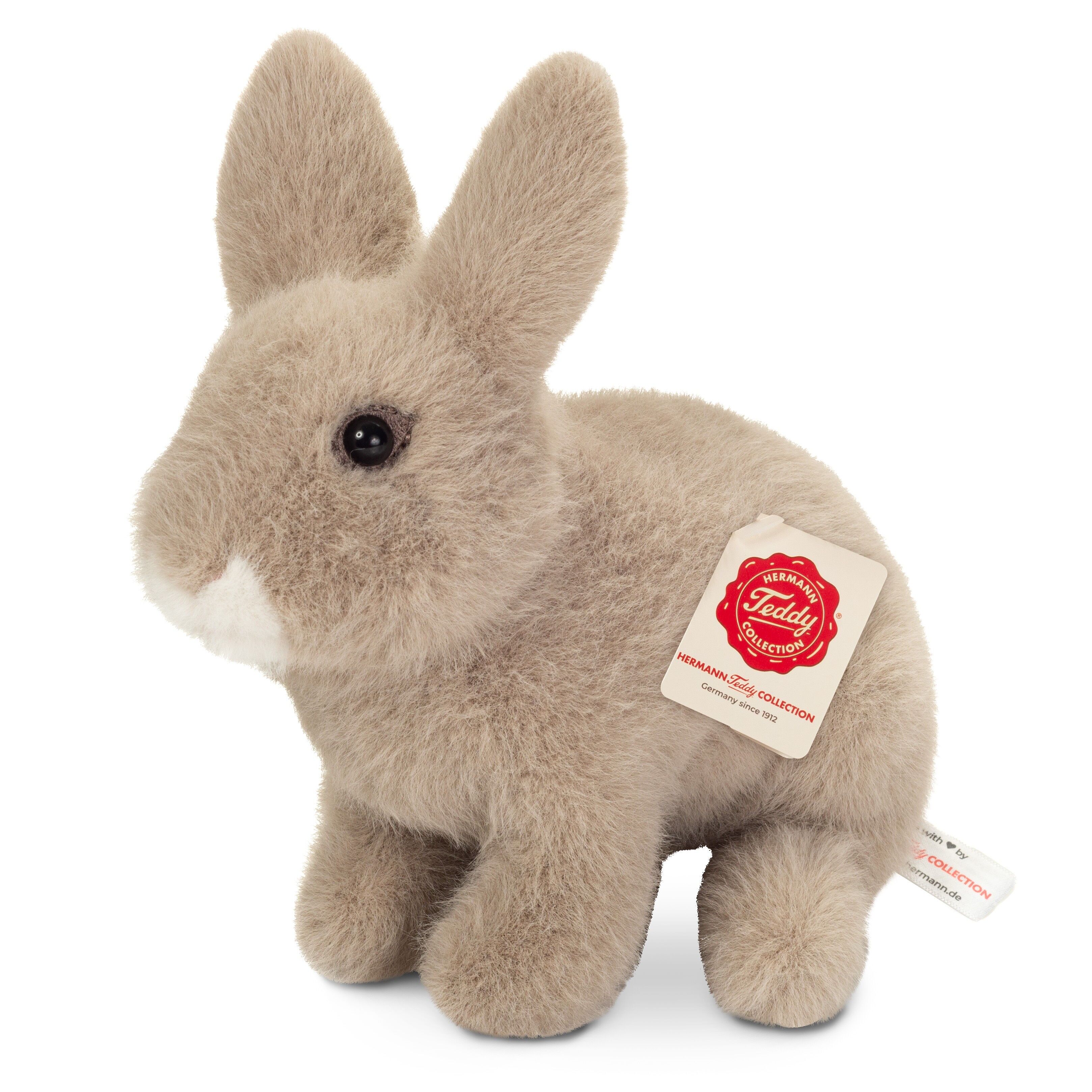 Lapin En Peluche Teddy Hermann - Gris Tout Doux 28 Cm, Polyester