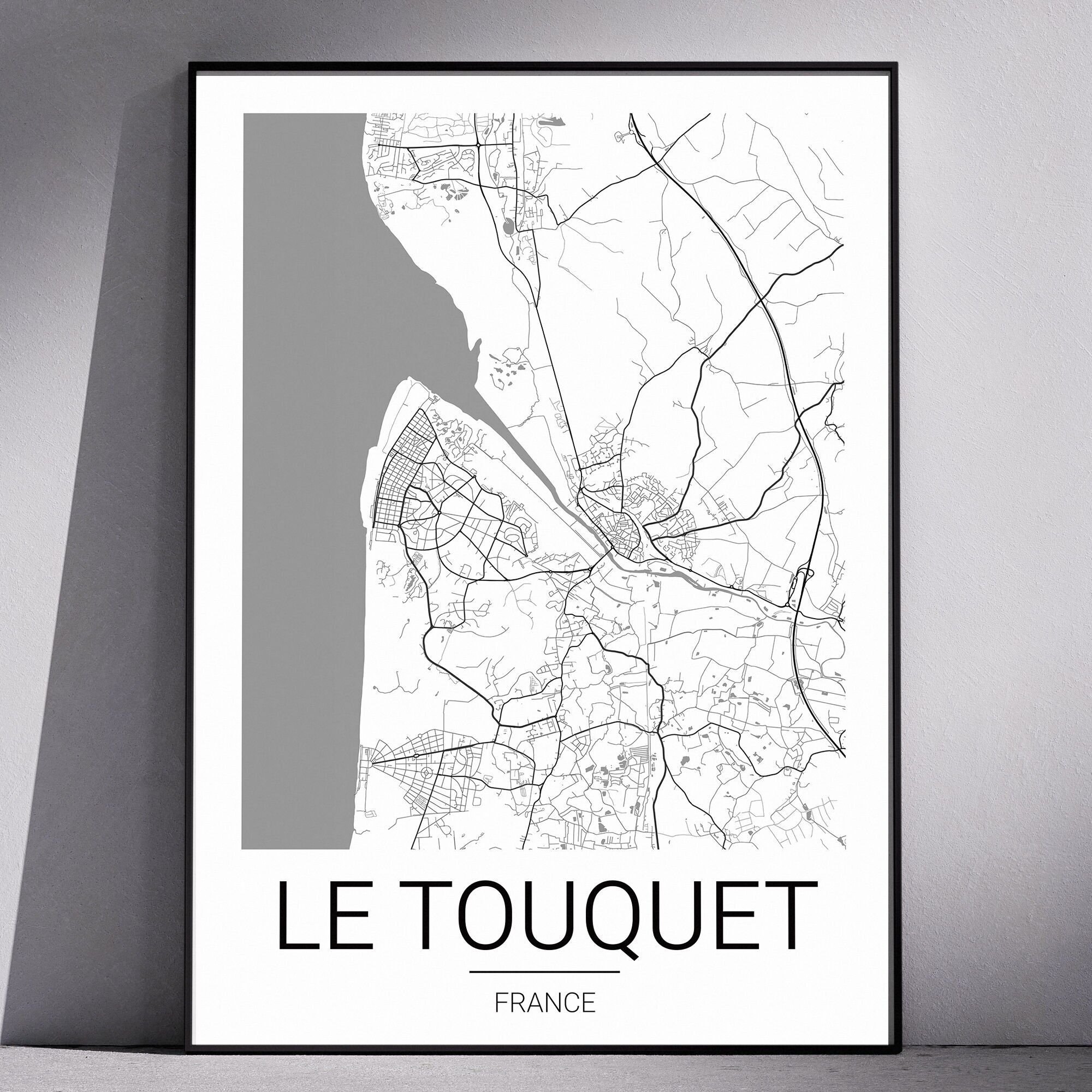 Affiche plan de ville France - Le Touquet / Poster Plan de Ville Minimaliste