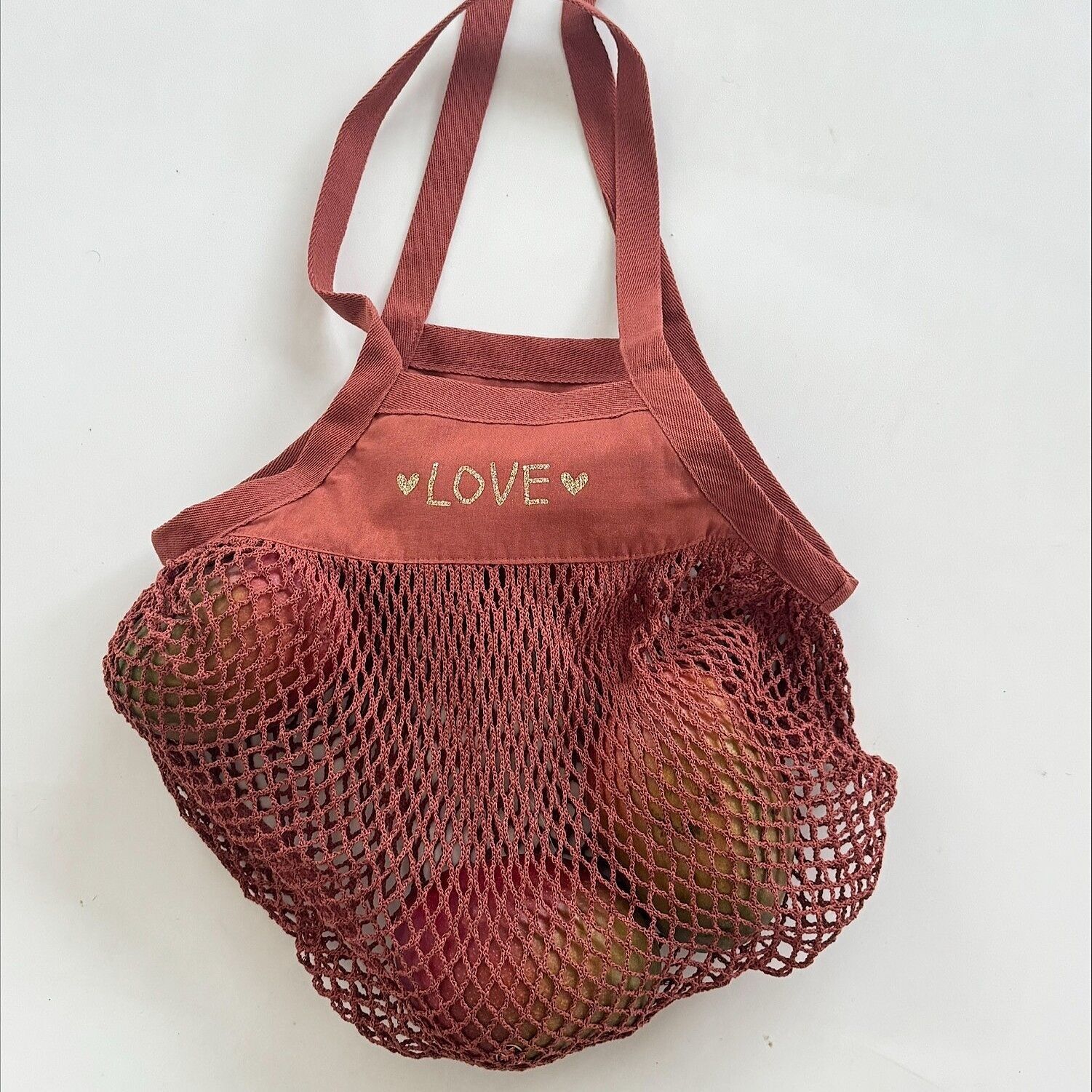 Borsa della spesa in rete - LOVE - 4 colori tra cui scegliere