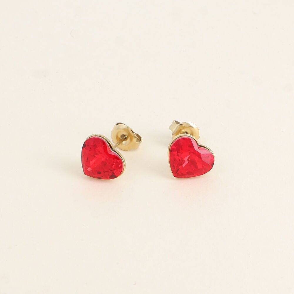 Stud earrings - 10mm cut crystal heart