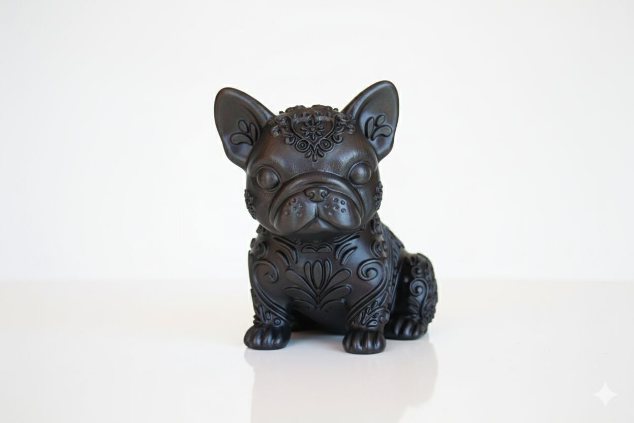 Hand-Painted French Boxer Figurine with Floral Details – Collectible Decorative Sculpture