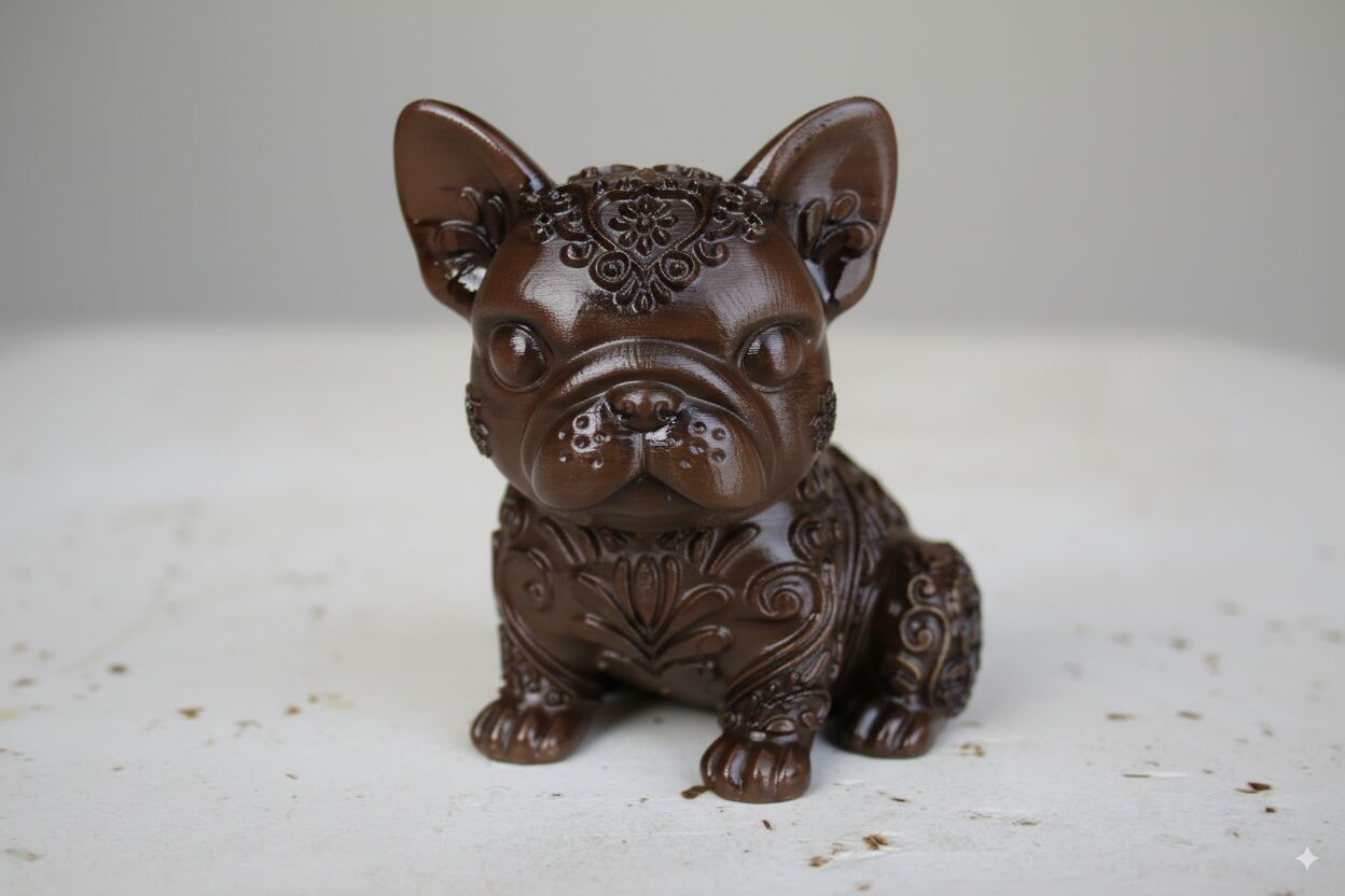 Hand-Painted Dog Figurine with Floral Details – Collectible Decorative Sculpture