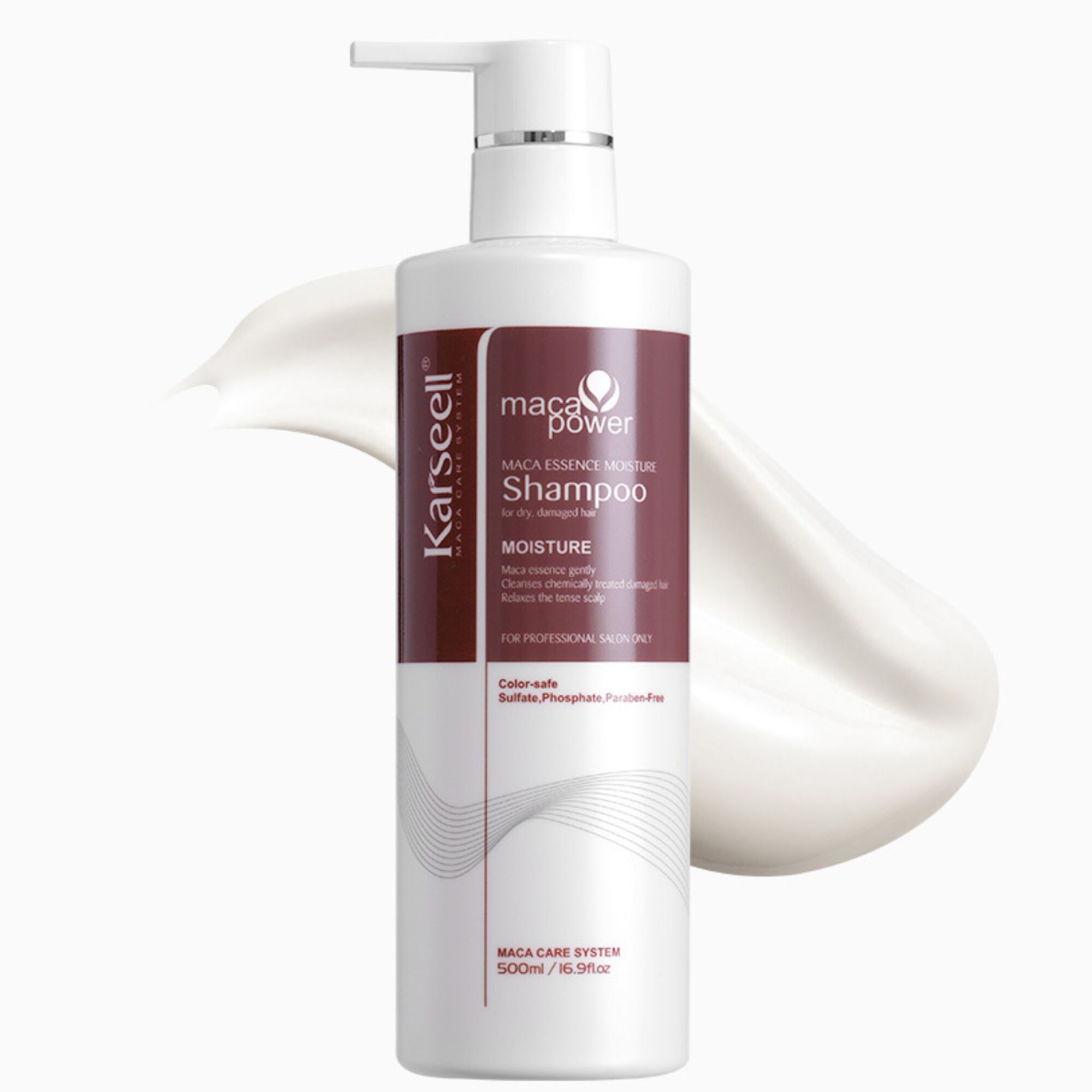 KARSEELL Professional Nourishing Repairing Moisturizing Shampoo with Collagen, Keratin, Argan Oil, and Wheat Protein for Dry, Damaged, Colored Hair - Shine, Softness, Anti-Frizz - Sulfate-Free - 500ml