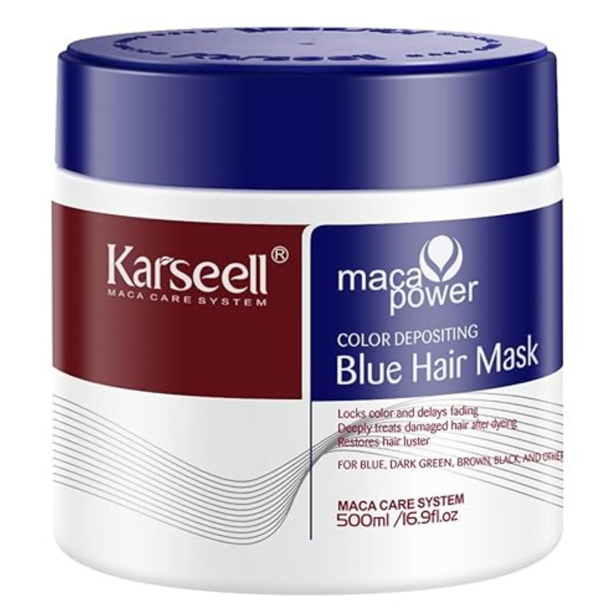 KARSEELL Blue Pigment Hair Mask Conditioner Enhances Blue Tone Nourishing Moisturizing Repairing Anti-Frizz Shine for Dry, Damaged, and Colored Hair Professional 500ml
