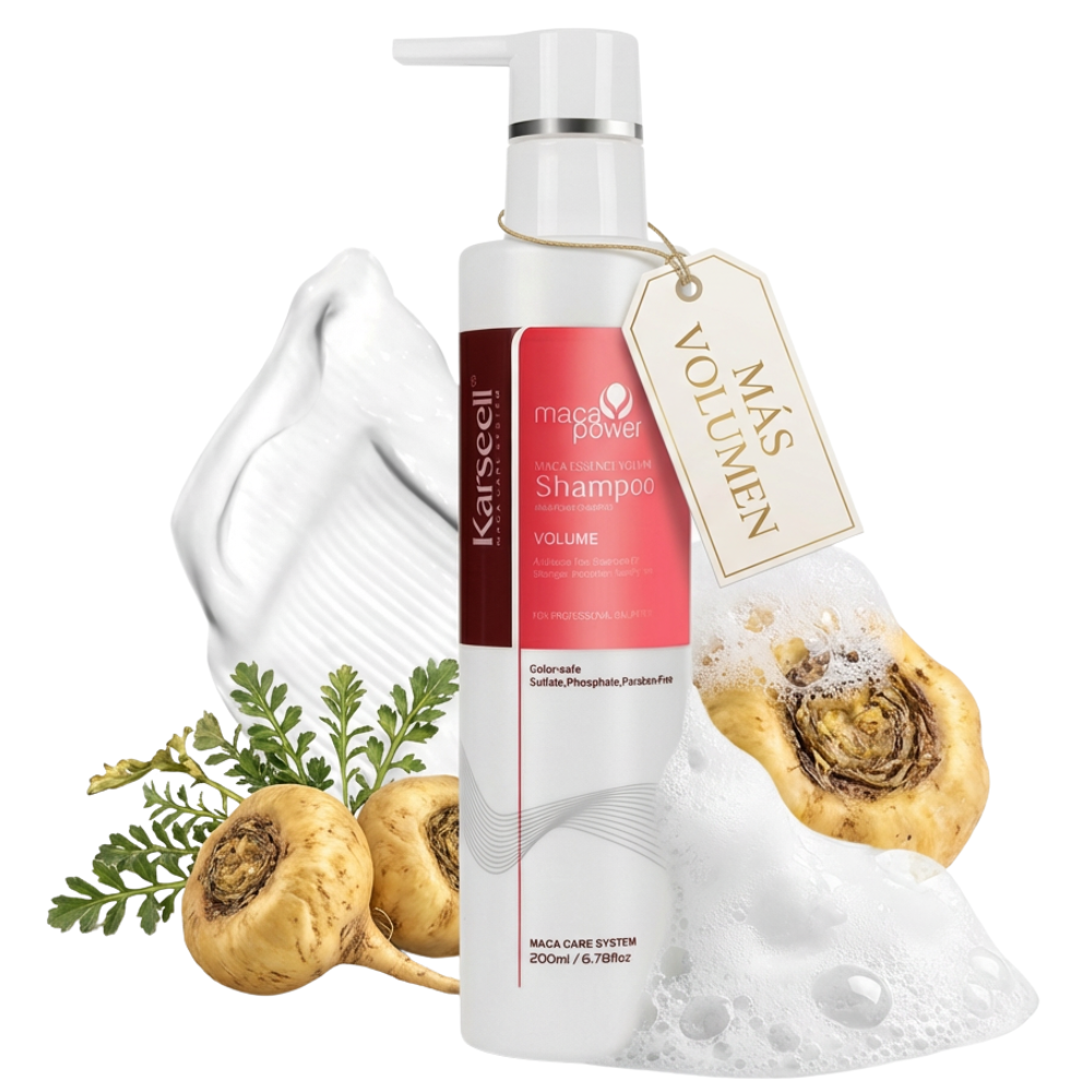 KARSEELL Volumizing Shampoo with Argan Oil and Panthenol. Adds volume, body, and gentle cleansing for fine, limp hair. Provides shine and lightness. Suitable for professional daily use. Sulfate and paraben free. 200ml