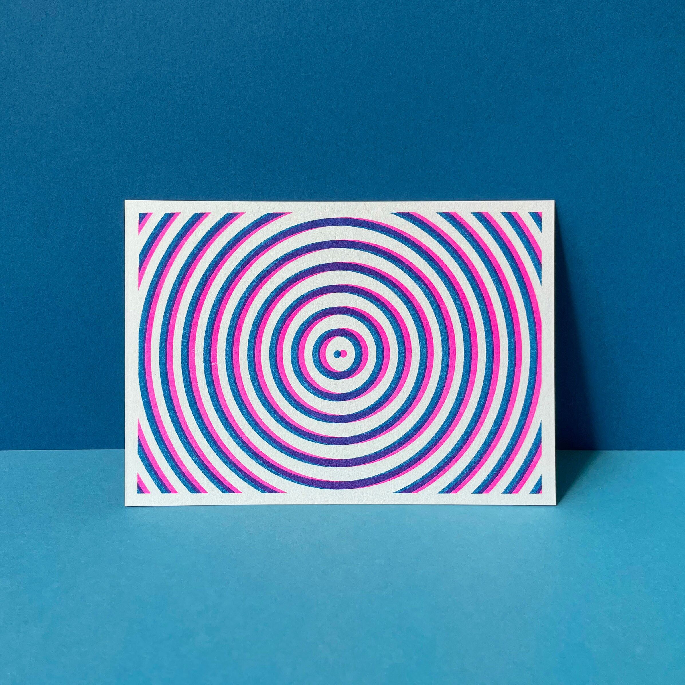 Riso Postcard Total Blur Pink/Blue, Risograph, DIN A6