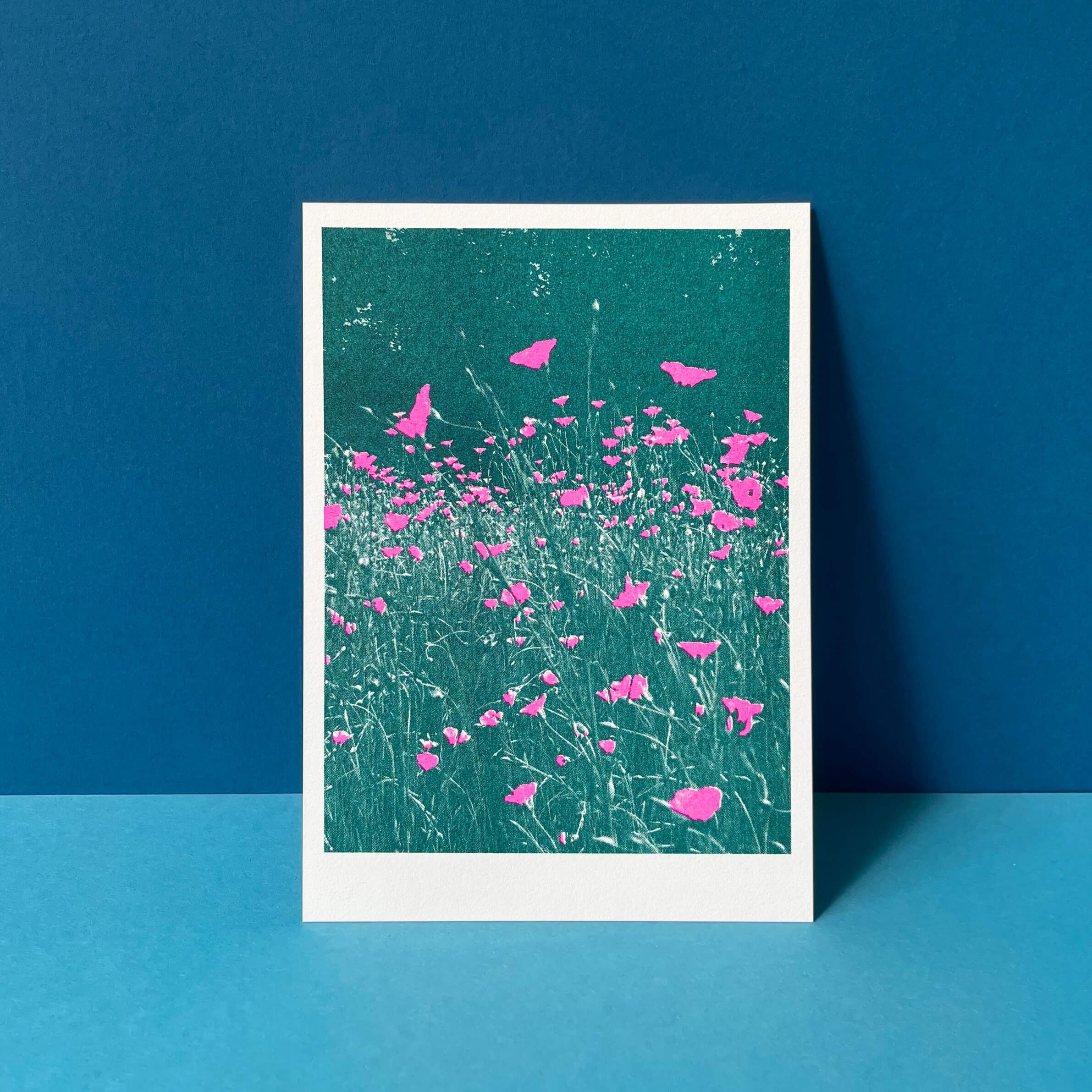 Risograph postcard, cornflower, DIN A6