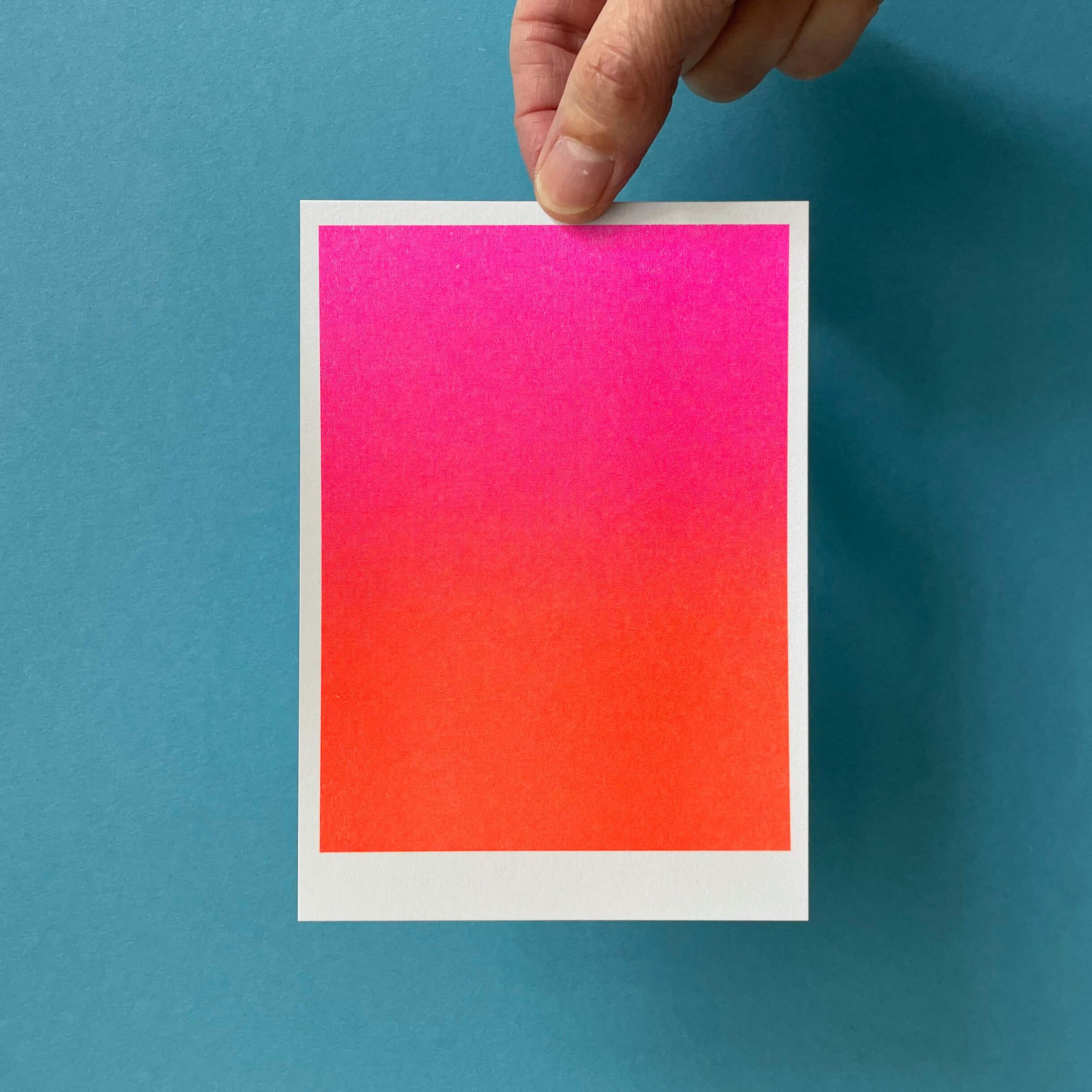Risograph postcard, gradient pink/fluorescent orange, DIN A6