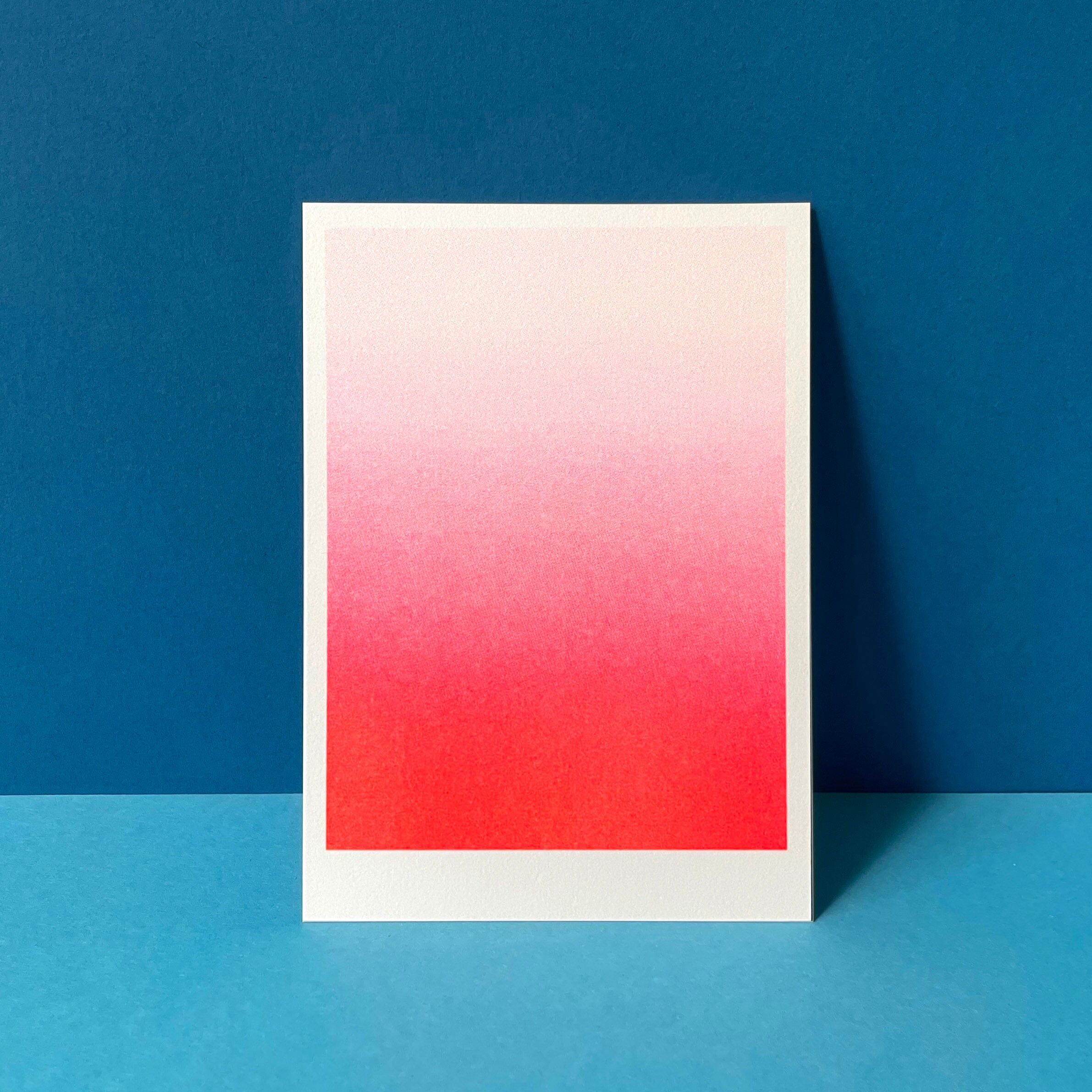 Risograph postcard, double gradient pink/fluorescent orange, DIN A6