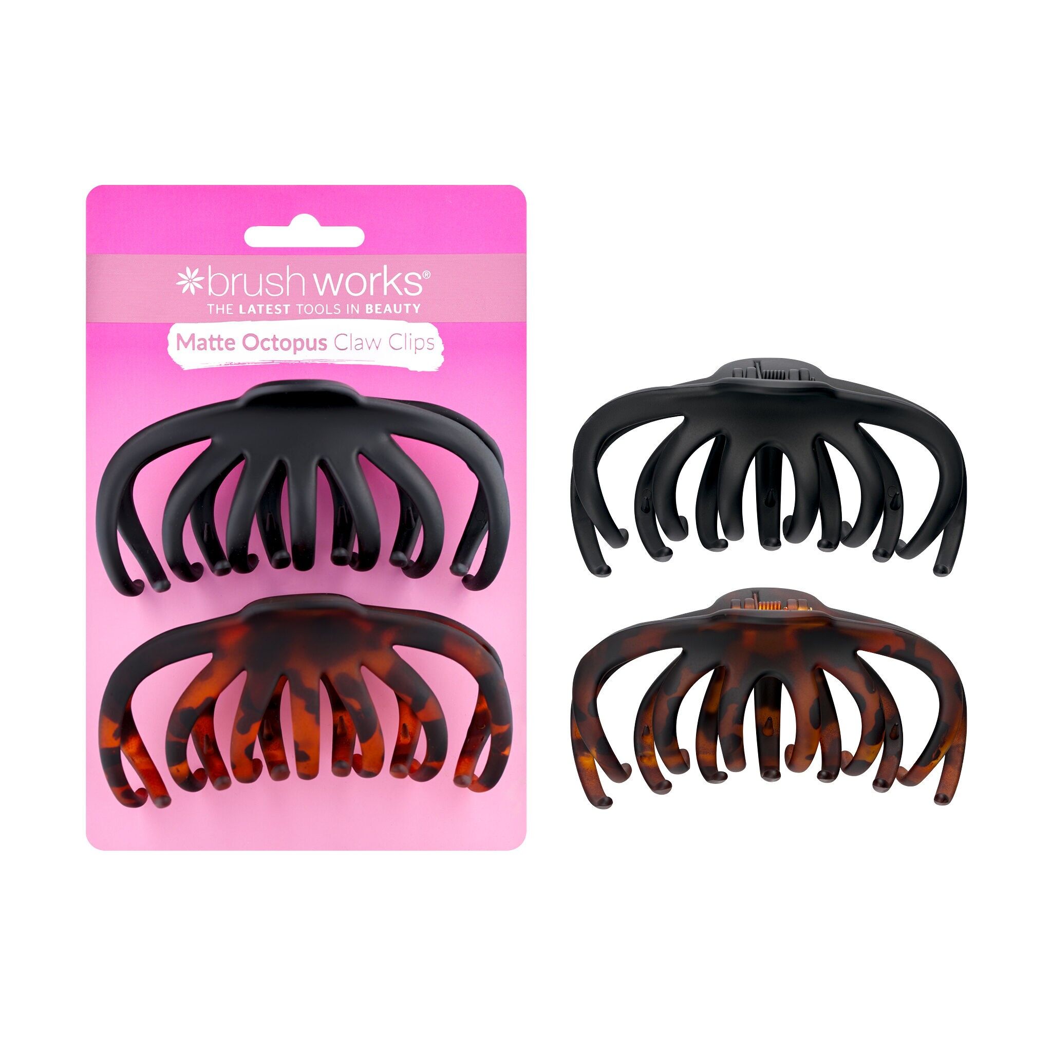 Brushworks Matte Octopus Claw Clips - 2 Pack