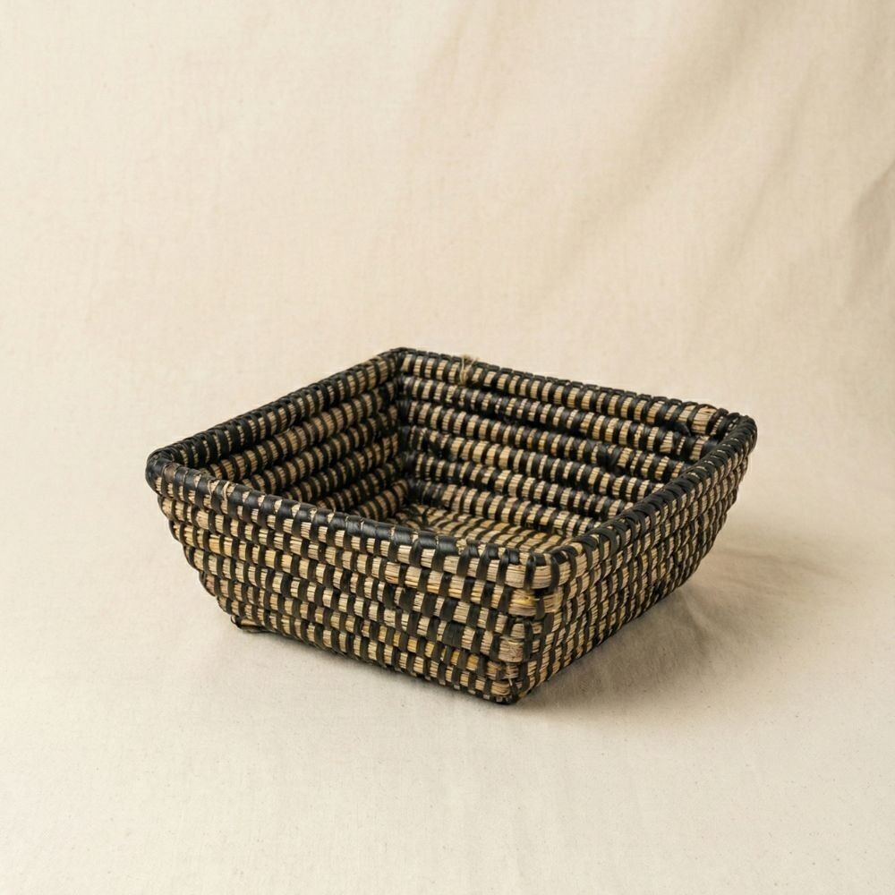 Handmade black basket 25x25 cm Fair Trade