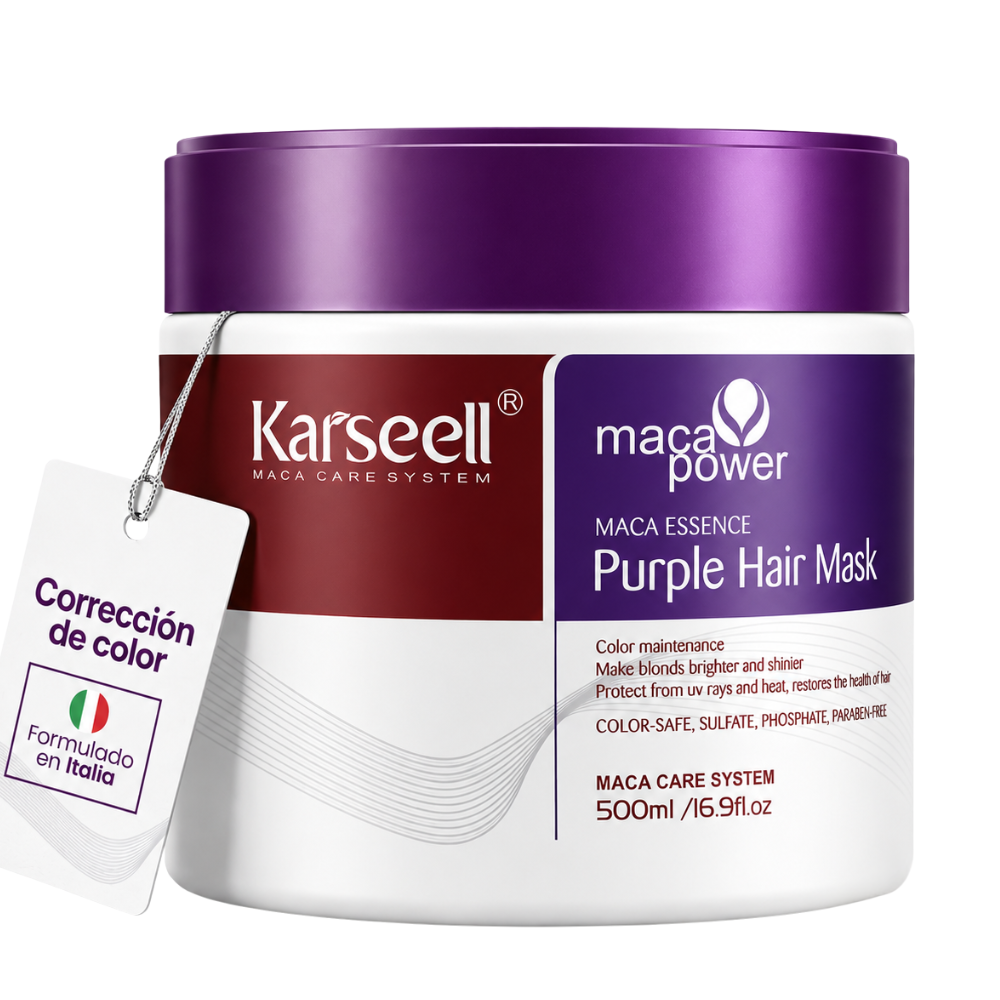 KARSEELL Professional Violet Hair Mask, Anti-Yellow Toning Treatment for Blonde, Gray, Platinum, Bleached, and Frizzy Hair, Moisturizing, Repairing, Anti-Frizz, Collagen, Sulfate-Free, 500ml
