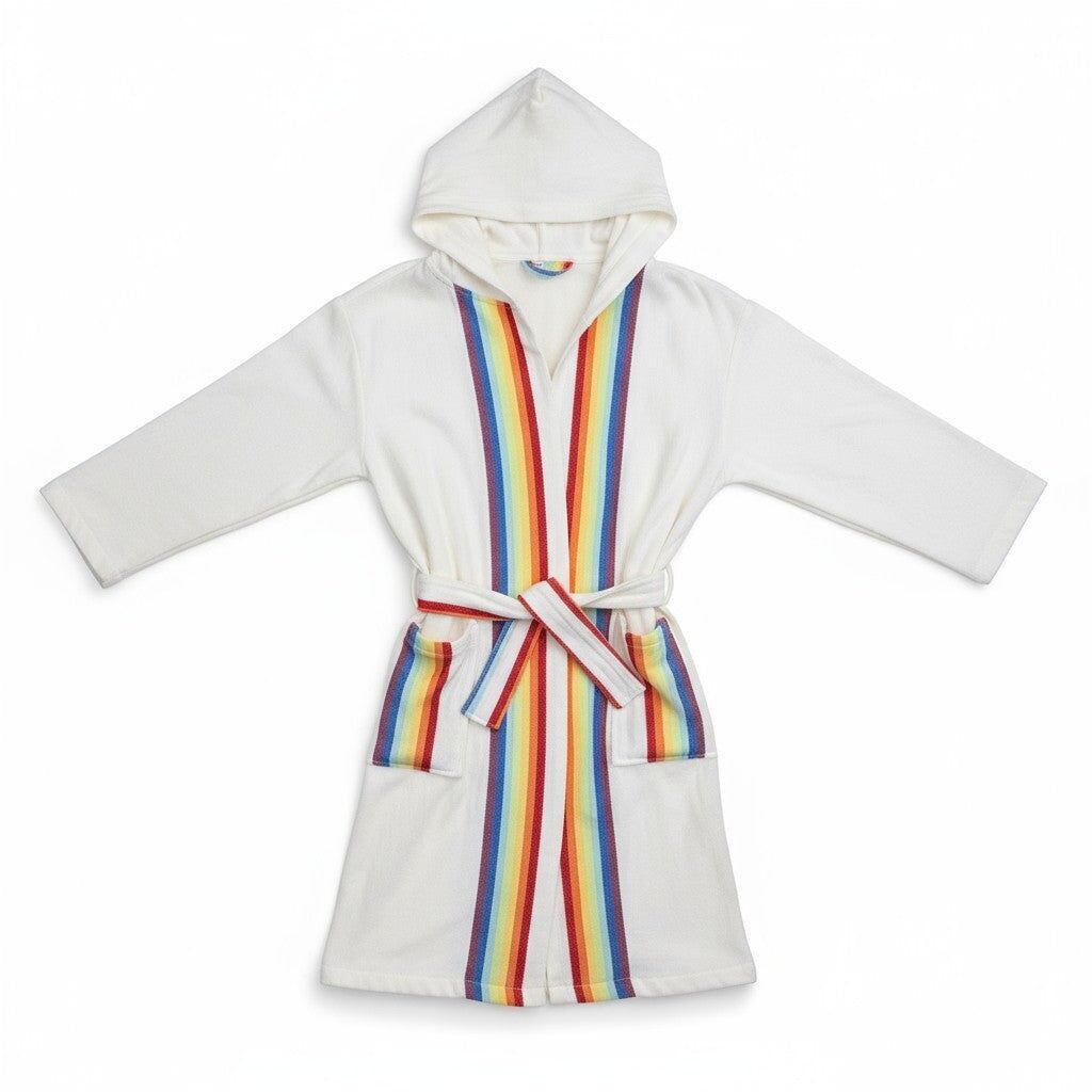 Accappatoio per bambini in 100% cotone con motivo arcobaleno