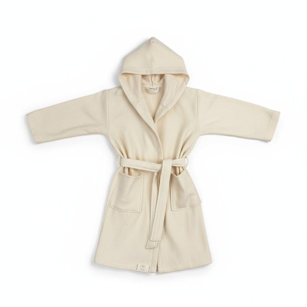 Accappatoio per bambini, beige, realizzato in 100% cotone
