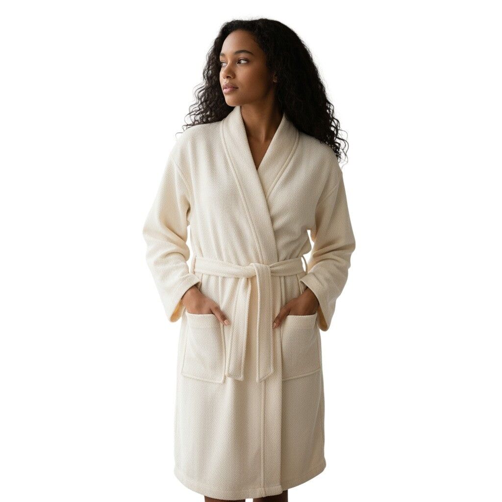 Oversized bathrobe made of 100% cotton in beige